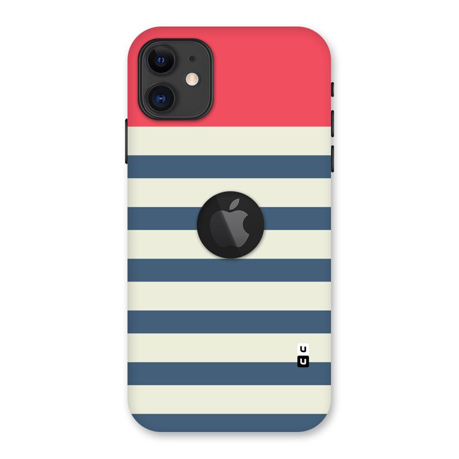 Solid Orange And Stripes Back Case for iPhone 11 Logo Cut
