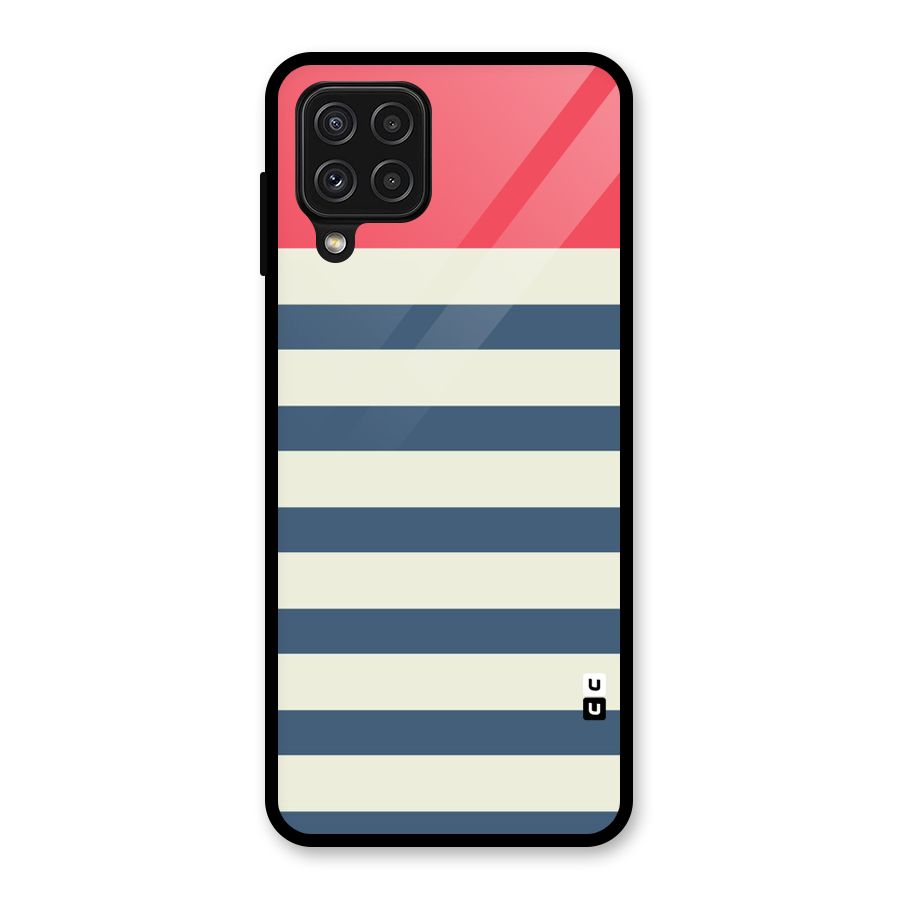 Solid Orange And Stripes Glass Back Case for Galaxy A22 4G
