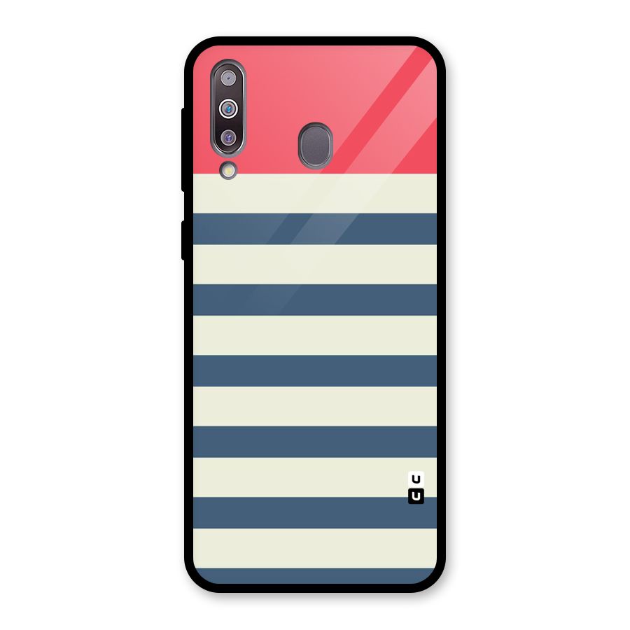 Solid Orange And Stripes Glass Back Case for Galaxy M30
