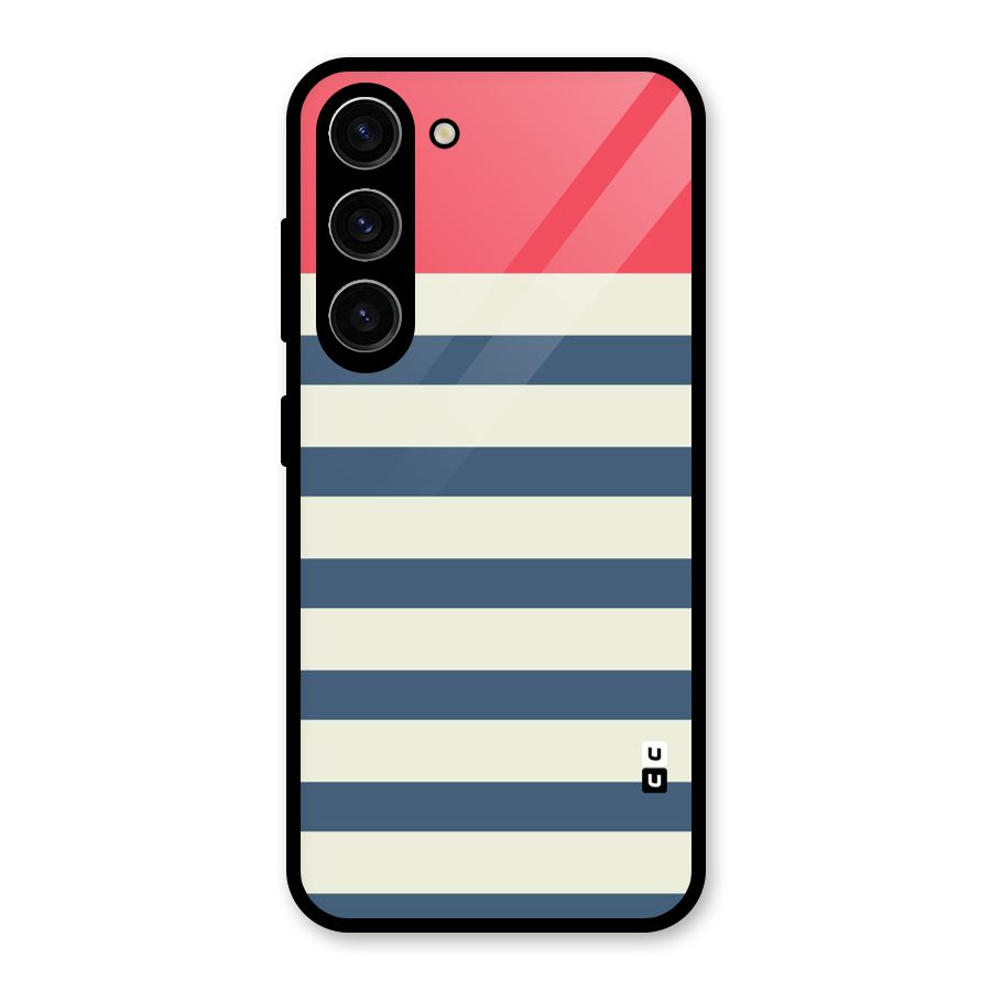 Solid Orange And Stripes Glass Back Case for Galaxy S23