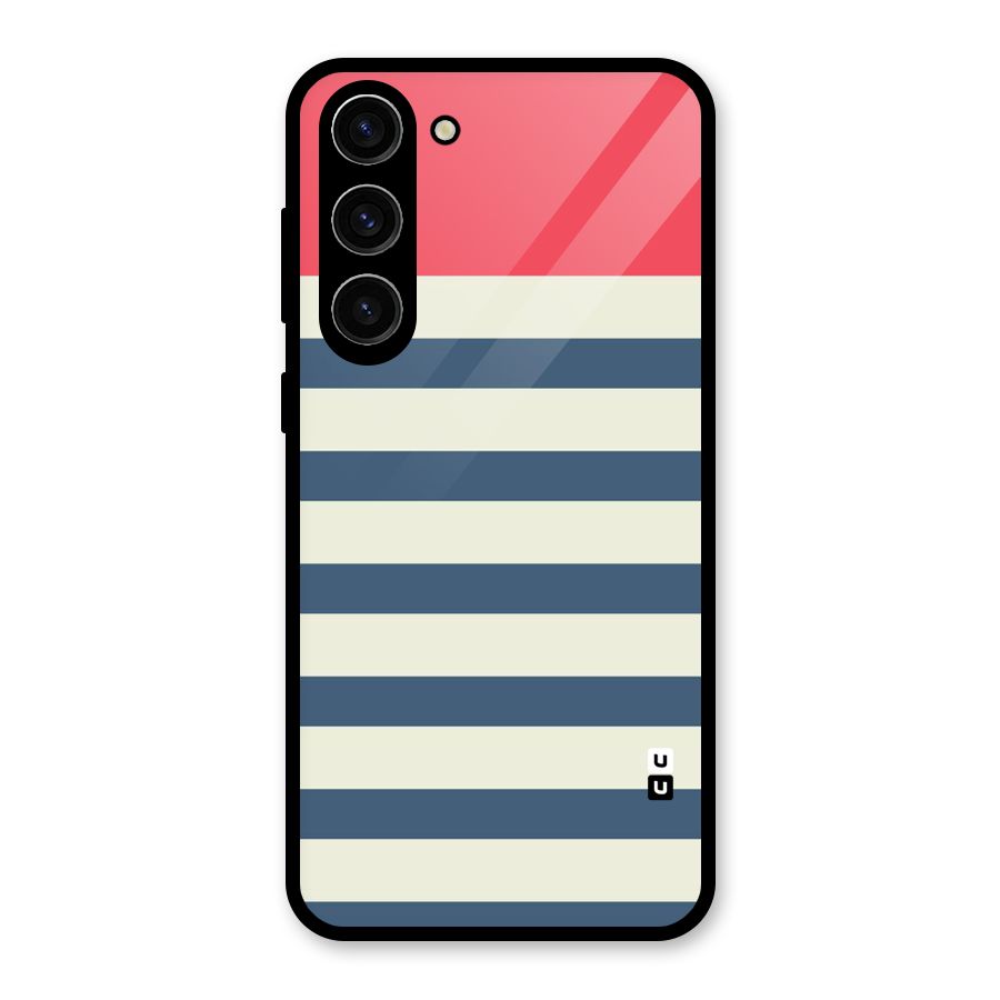 Solid Orange And Stripes Glass Back Case for Galaxy S23 Plus