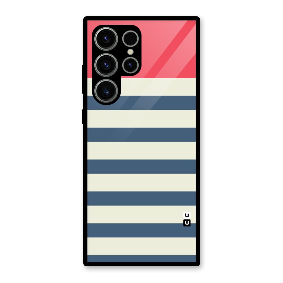 Solid Orange And Stripes Glass Back Case for Galaxy S23 Ultra