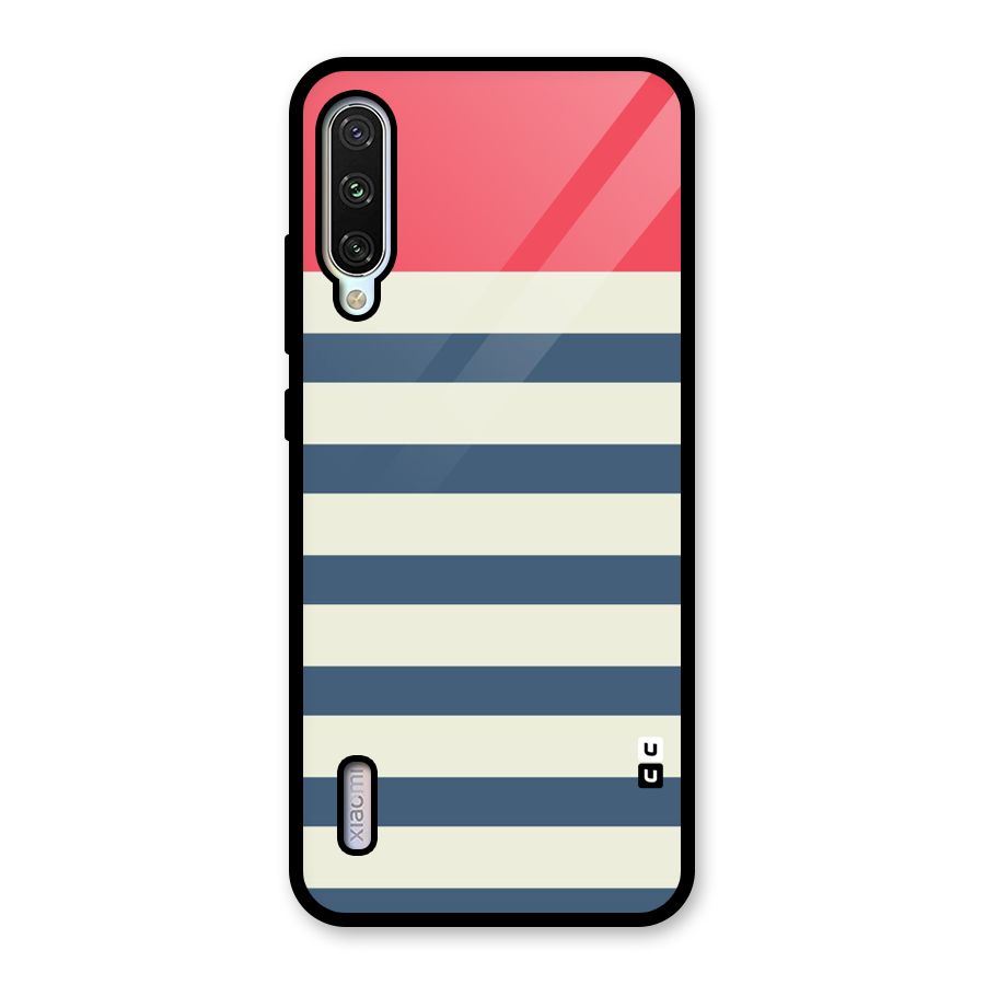 Solid Orange And Stripes Glass Back Case for Mi A3