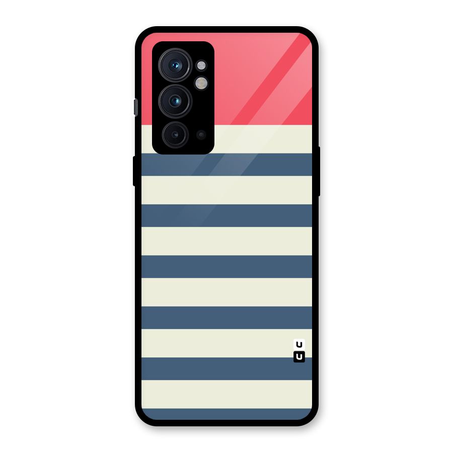 Solid Orange And Stripes Glass Back Case for OnePlus 9RT 5G