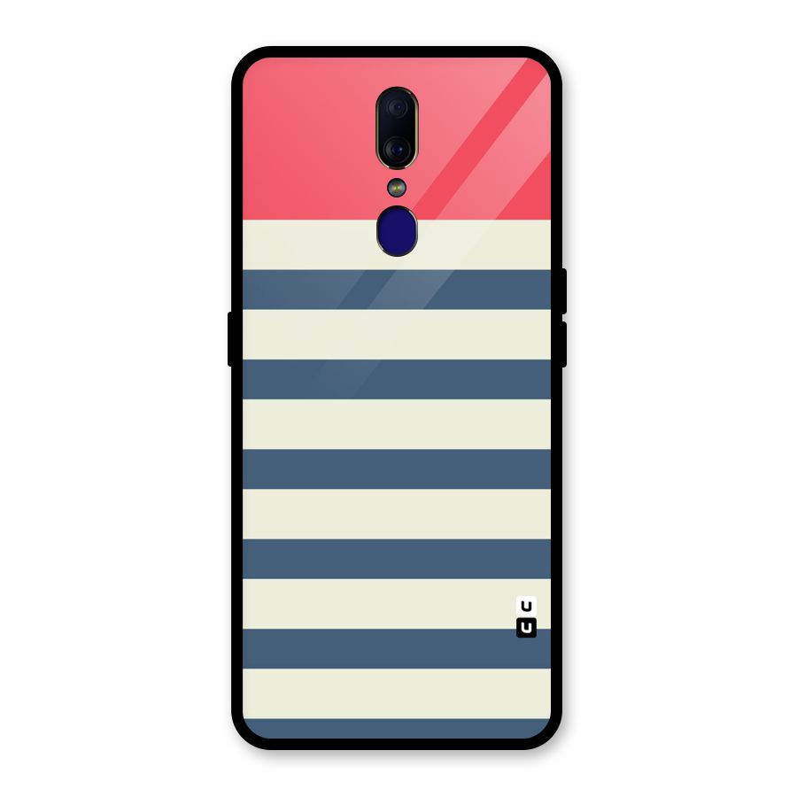 Solid Orange And Stripes Glass Back Case for Oppo F11