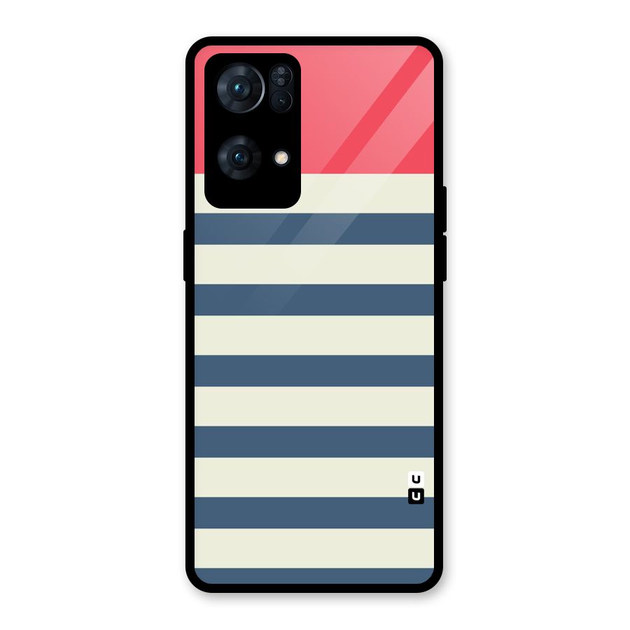 Solid Orange And Stripes Glass Back Case for Oppo Reno7 Pro 5G