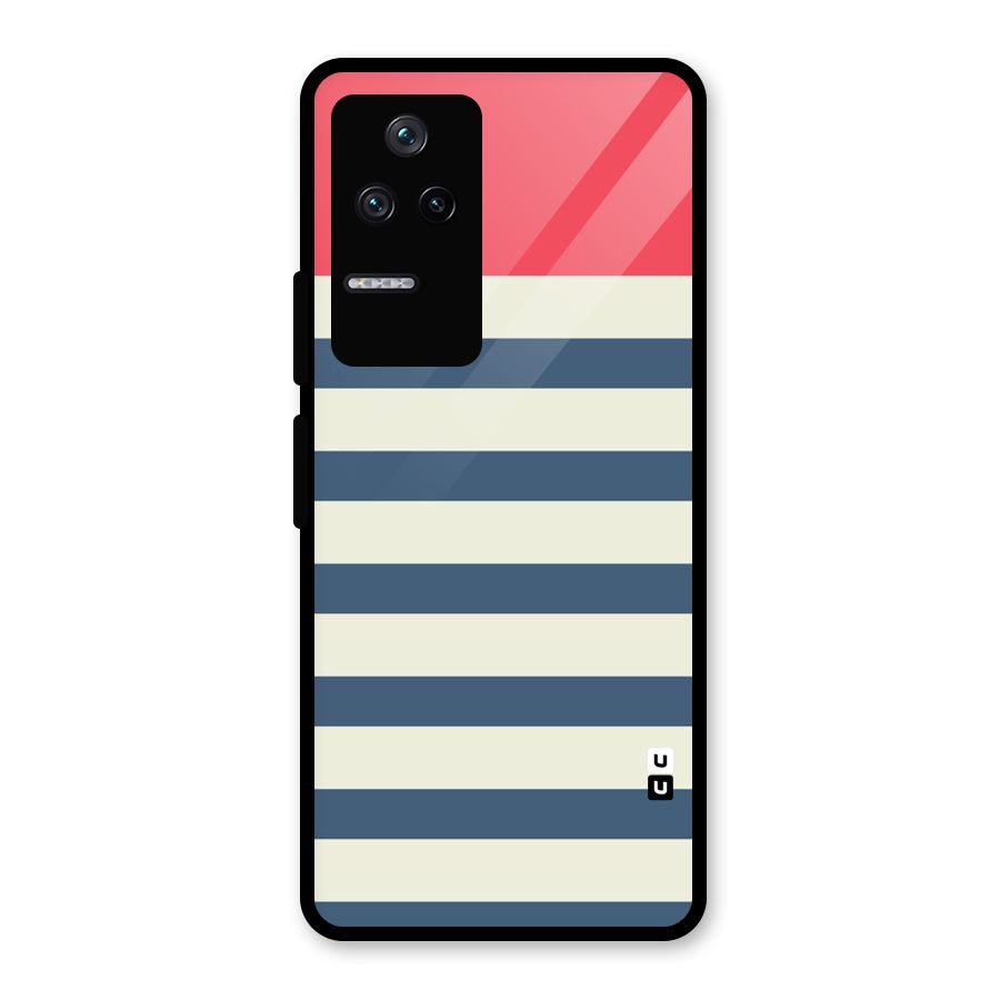 Solid Orange And Stripes Glass Back Case for Poco F4 5G