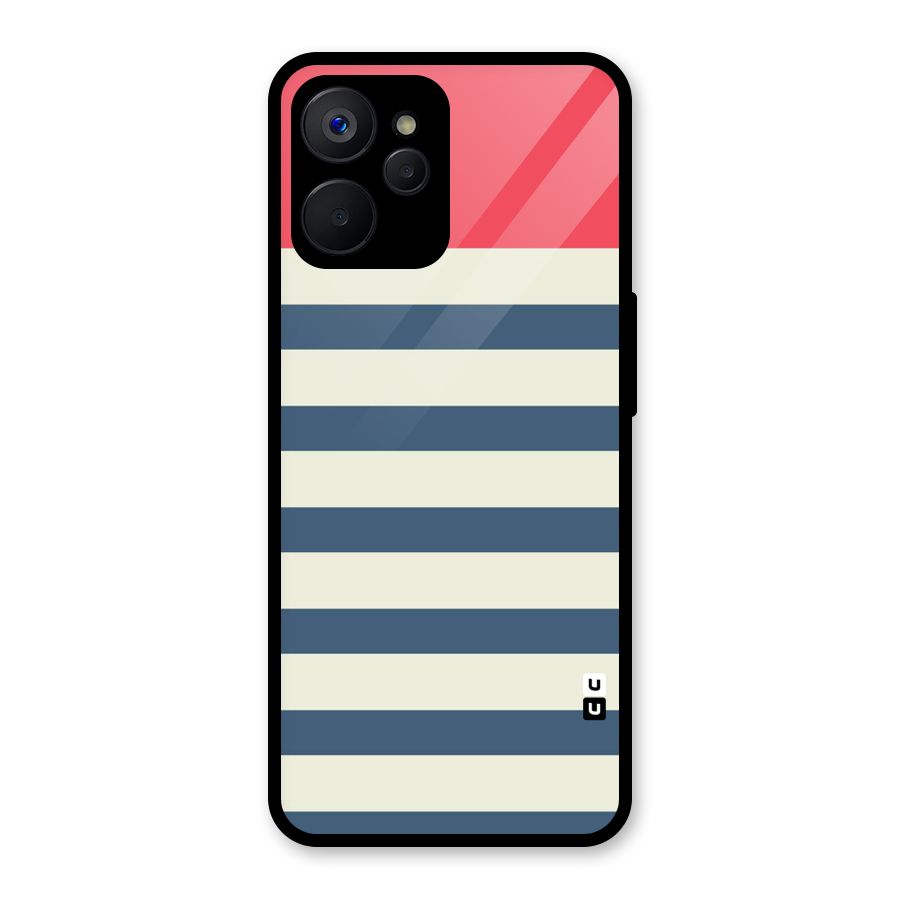 Solid Orange And Stripes Glass Back Case for Realme 9i 5G