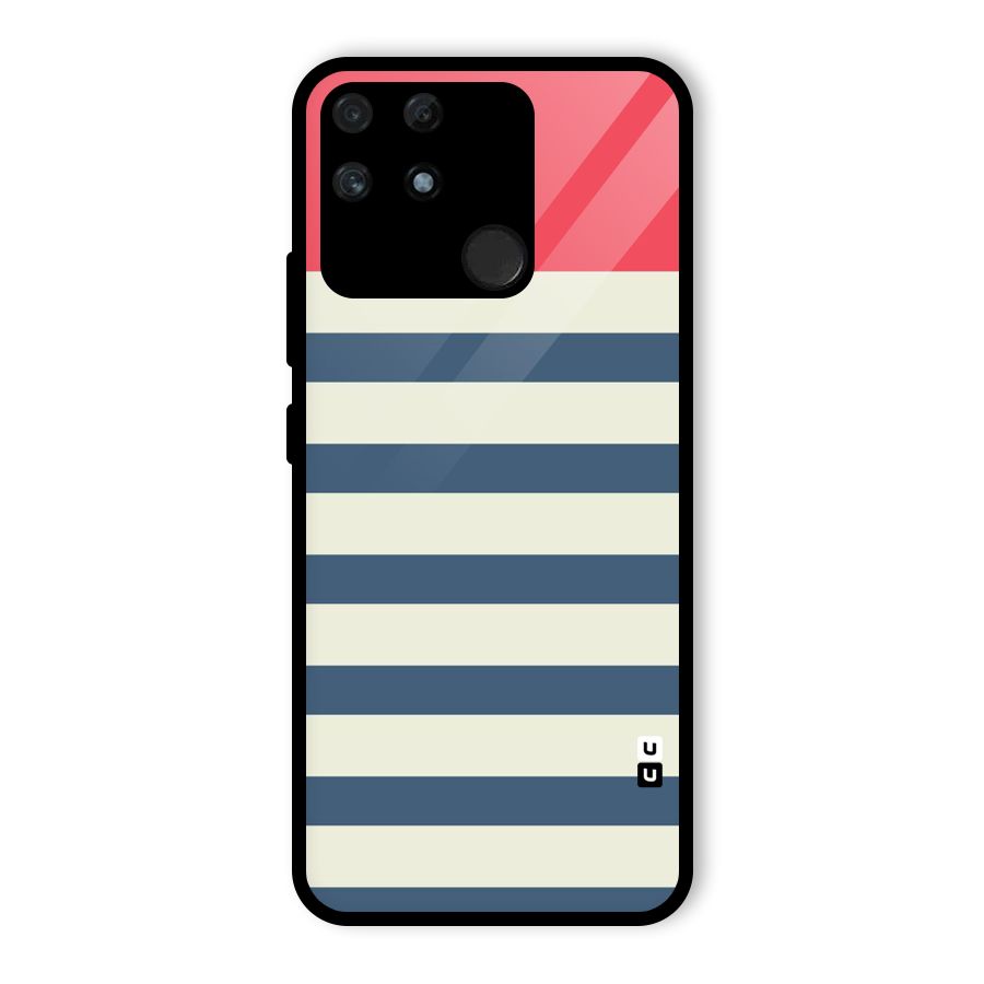 Solid Orange And Stripes Glass Back Case for Realme Narzo 50A