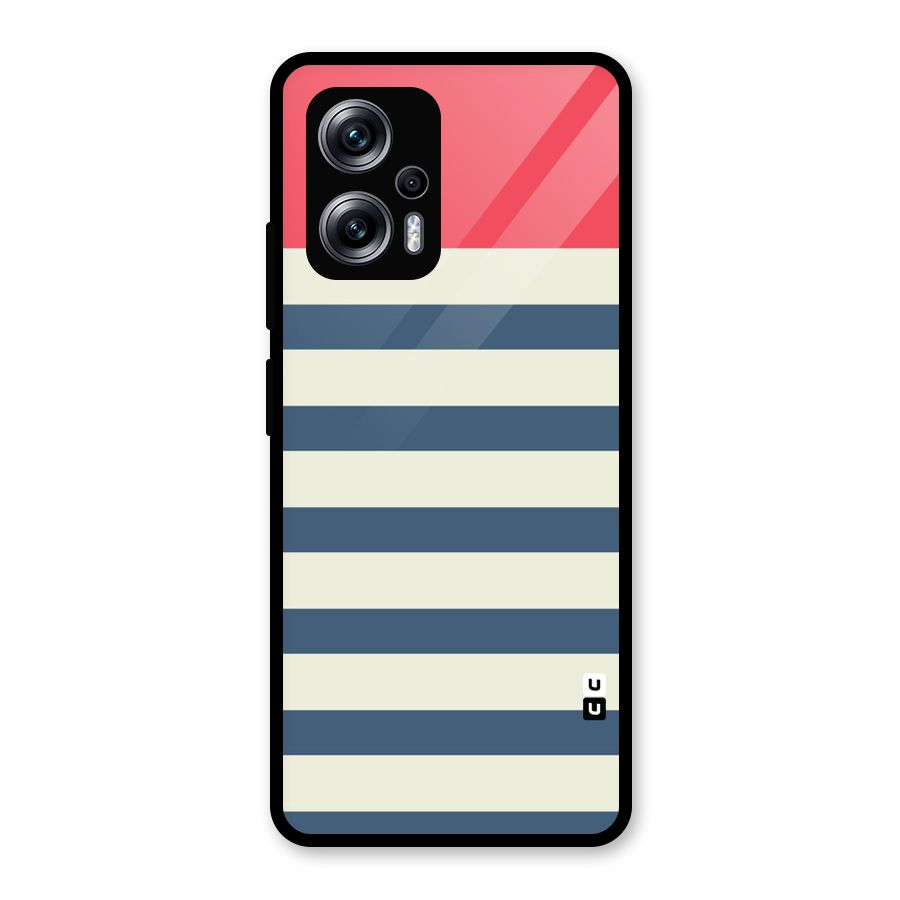 Solid Orange And Stripes Glass Back Case for Redmi K50i
