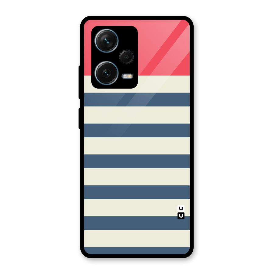Solid Orange And Stripes Glass Back Case for Redmi Note 12 Pro Plus 5G