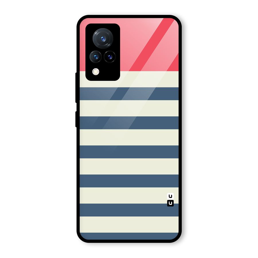 Solid Orange And Stripes Glass Back Case for Vivo V21 5G