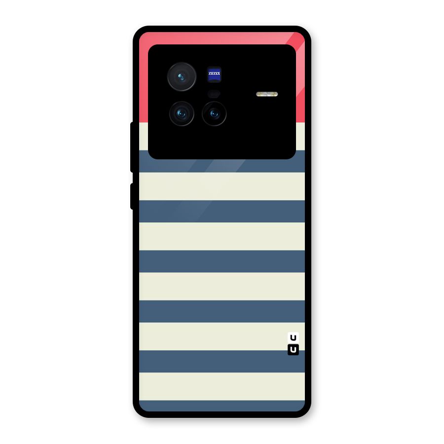 Solid Orange And Stripes Glass Back Case for Vivo X80