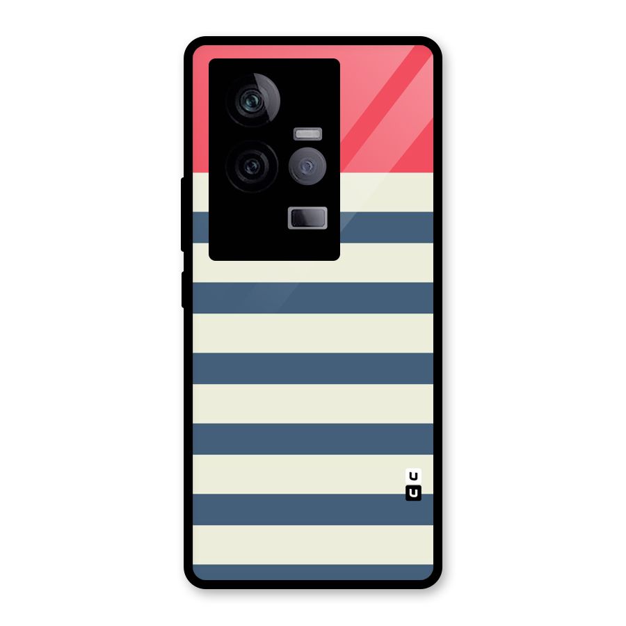 Solid Orange And Stripes Glass Back Case for Vivo iQOO 11 5G