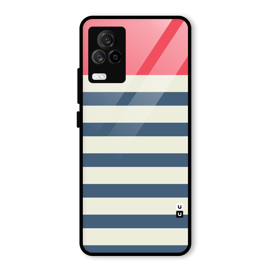 Solid Orange And Stripes Glass Back Case for Vivo iQOO 7 Legend 5G