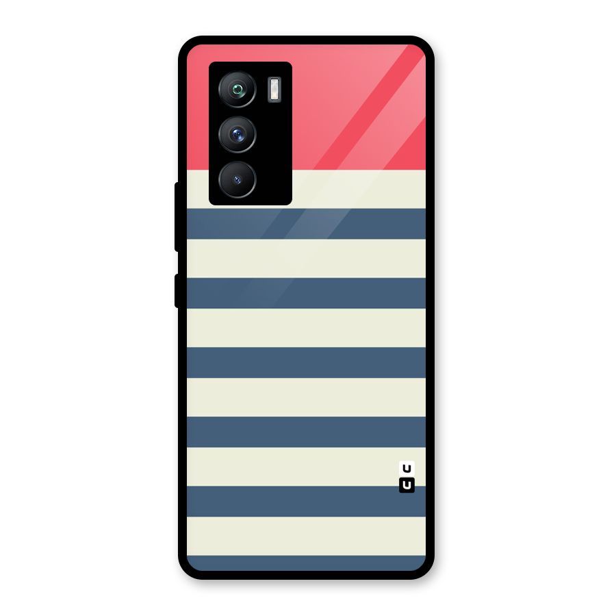 Solid Orange And Stripes Glass Back Case for Vivo iQOO 9 SE