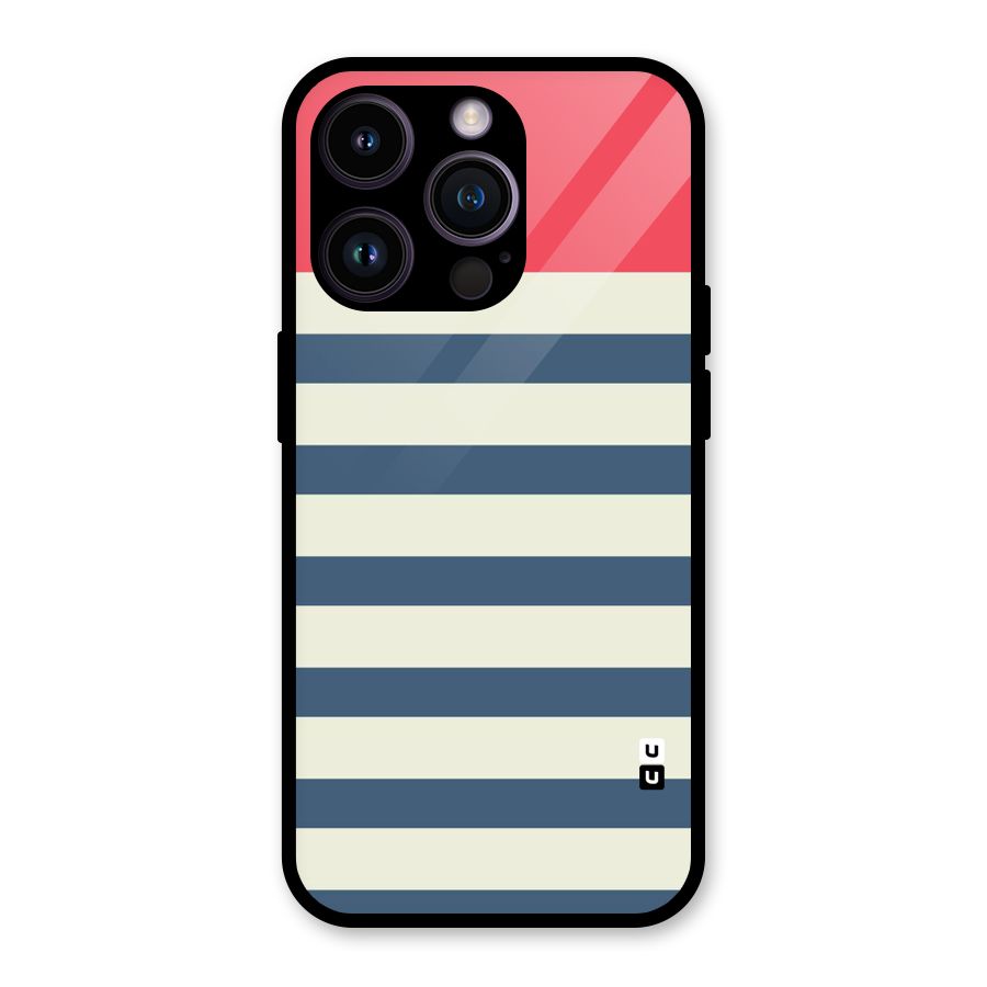 Solid Orange And Stripes Glass Back Case for iPhone 14 Pro