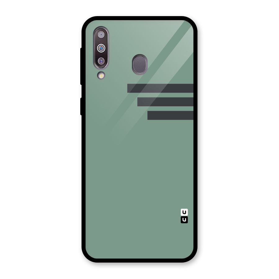 Solid Sports Stripe Glass Back Case for Galaxy M30