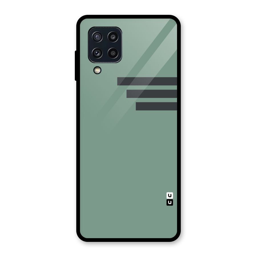 Solid Sports Stripe Glass Back Case for Galaxy M32