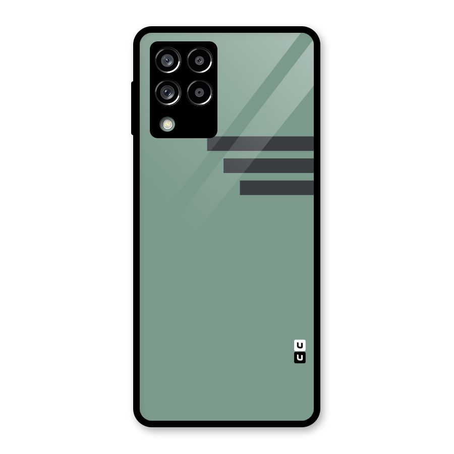 Solid Sports Stripe Glass Back Case for Galaxy M53 5G