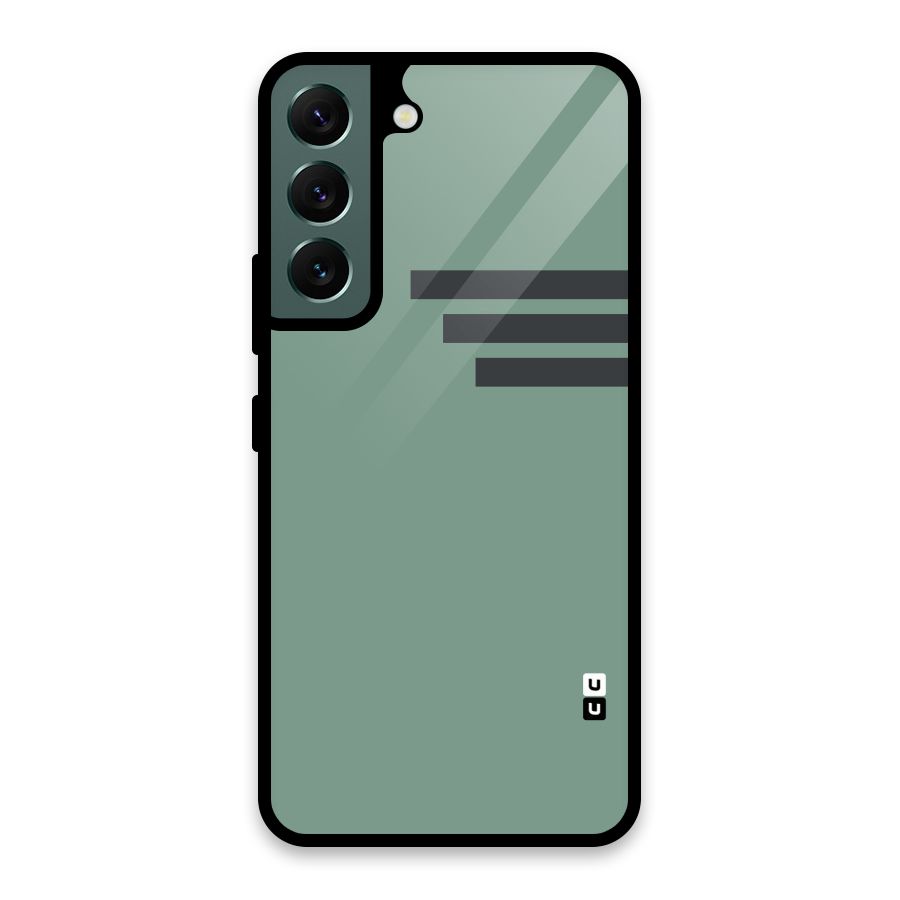 Solid Sports Stripe Glass Back Case for Galaxy S22 5G