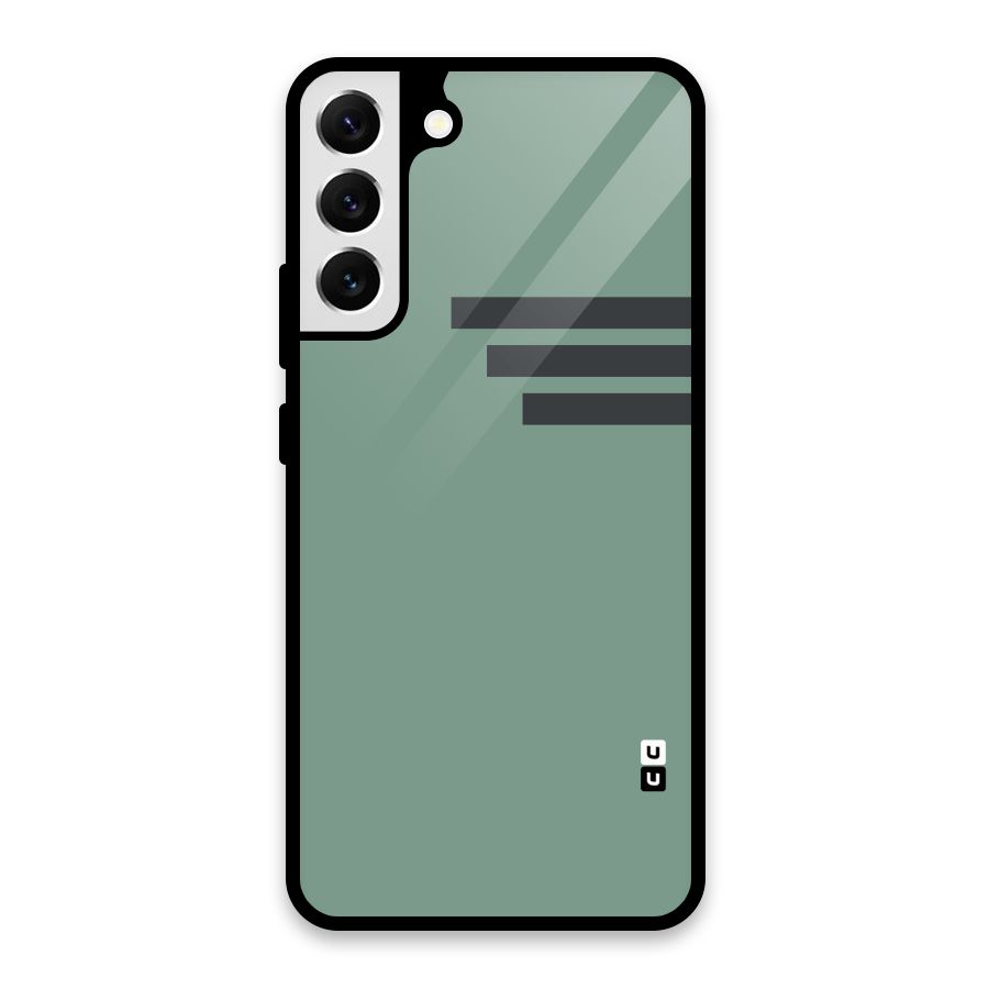 Solid Sports Stripe Glass Back Case for Galaxy S22 Plus 5G