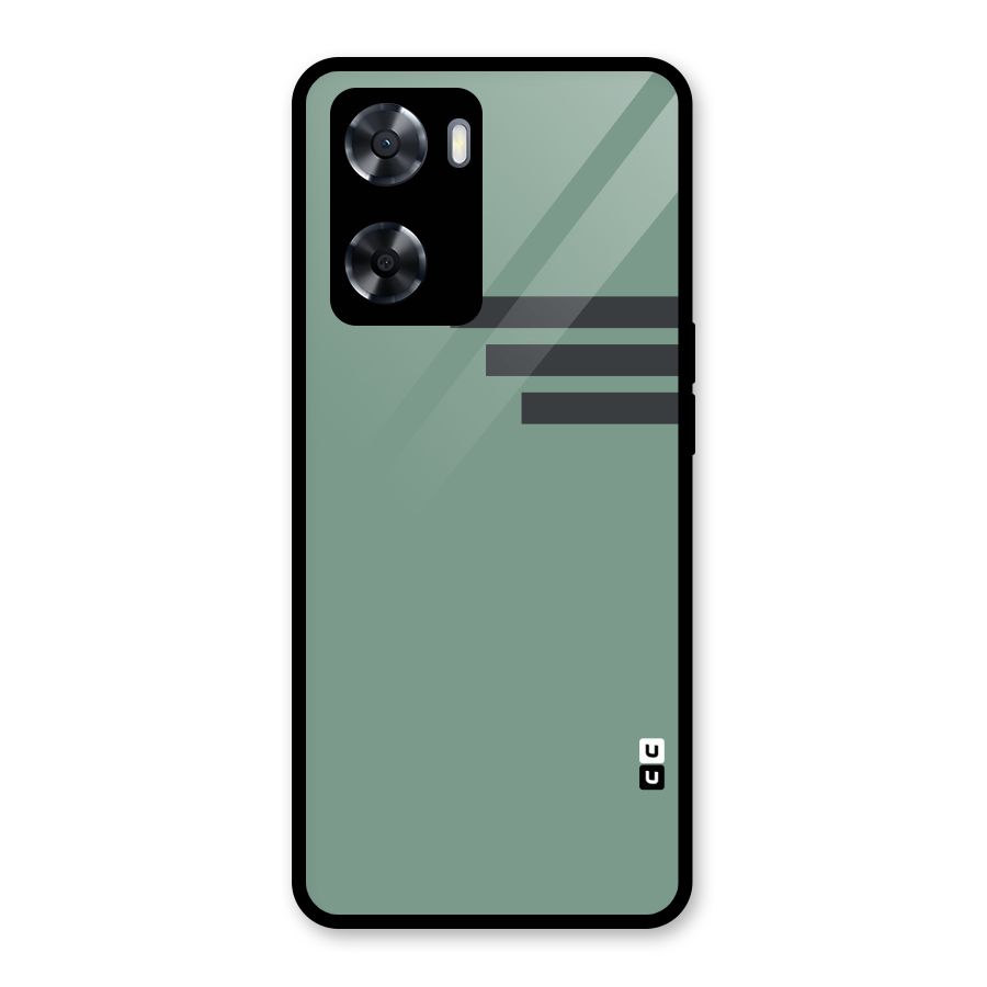 Solid Sports Stripe Glass Back Case for Oppo A57 2022