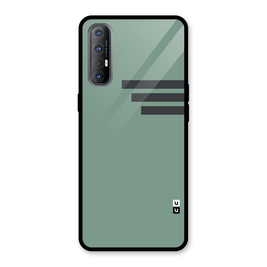 Solid Sports Stripe Glass Back Case for Oppo Reno3 Pro