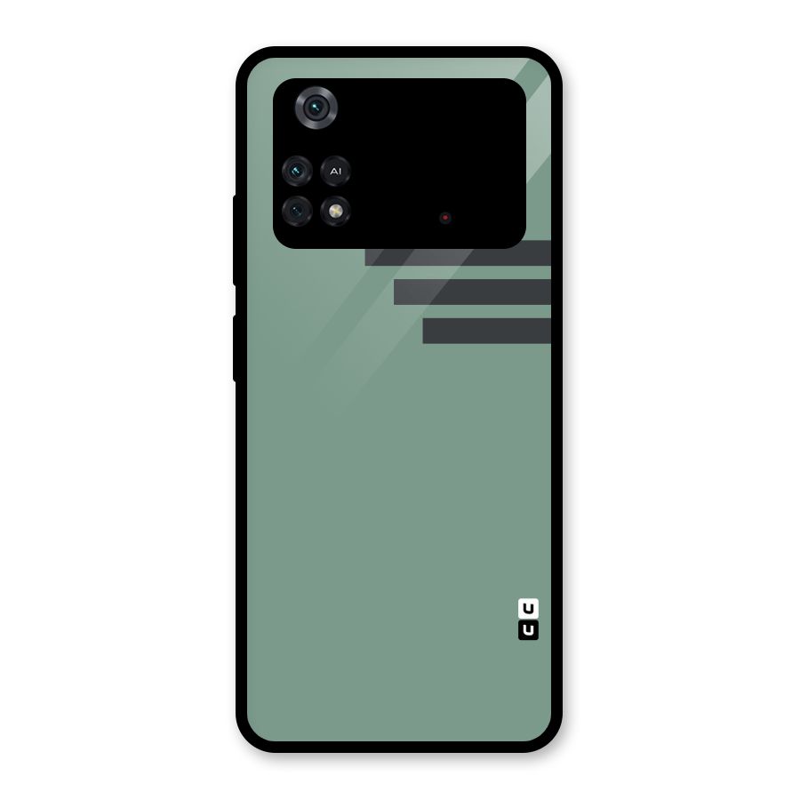 Solid Sports Stripe Glass Back Case for Poco M4 Pro 4G