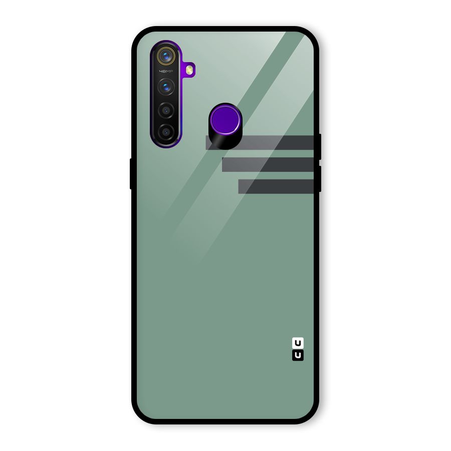 Solid Sports Stripe Glass Back Case for Realme 5 Pro