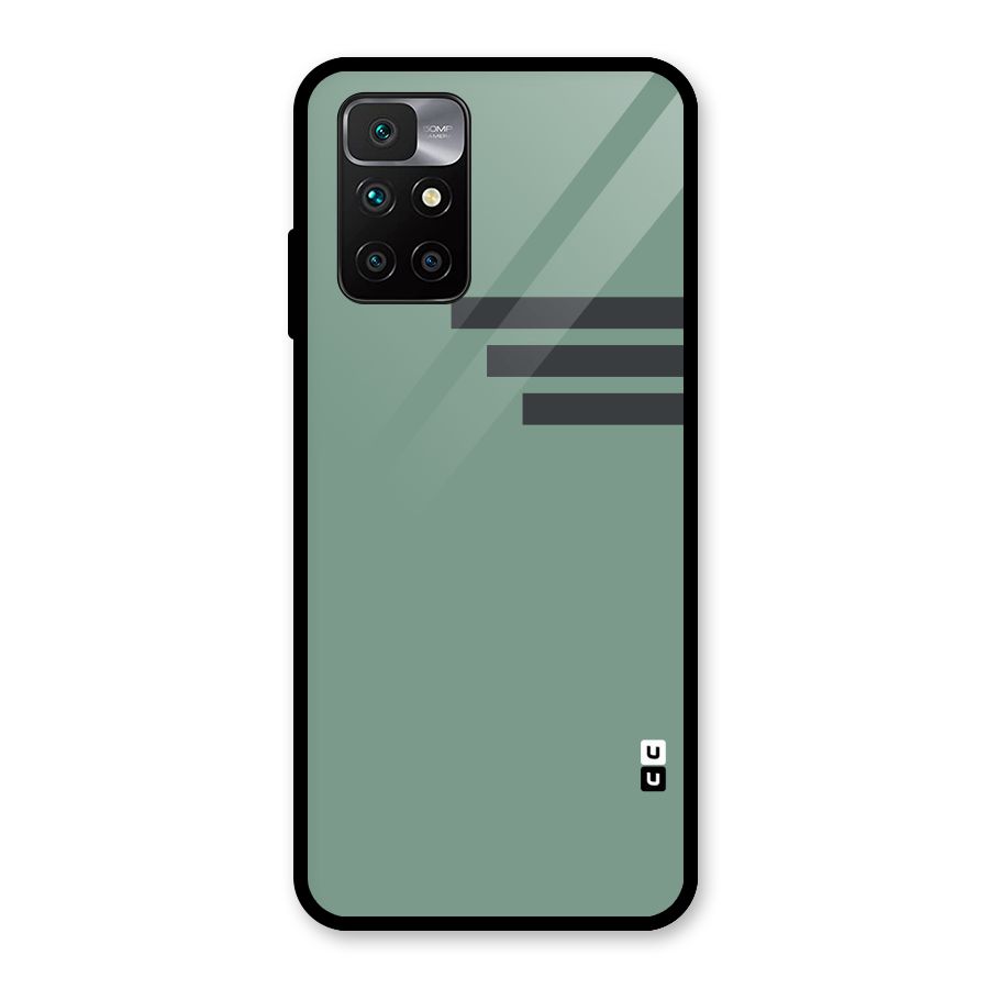 Solid Sports Stripe Glass Back Case for Redmi 10 Prime