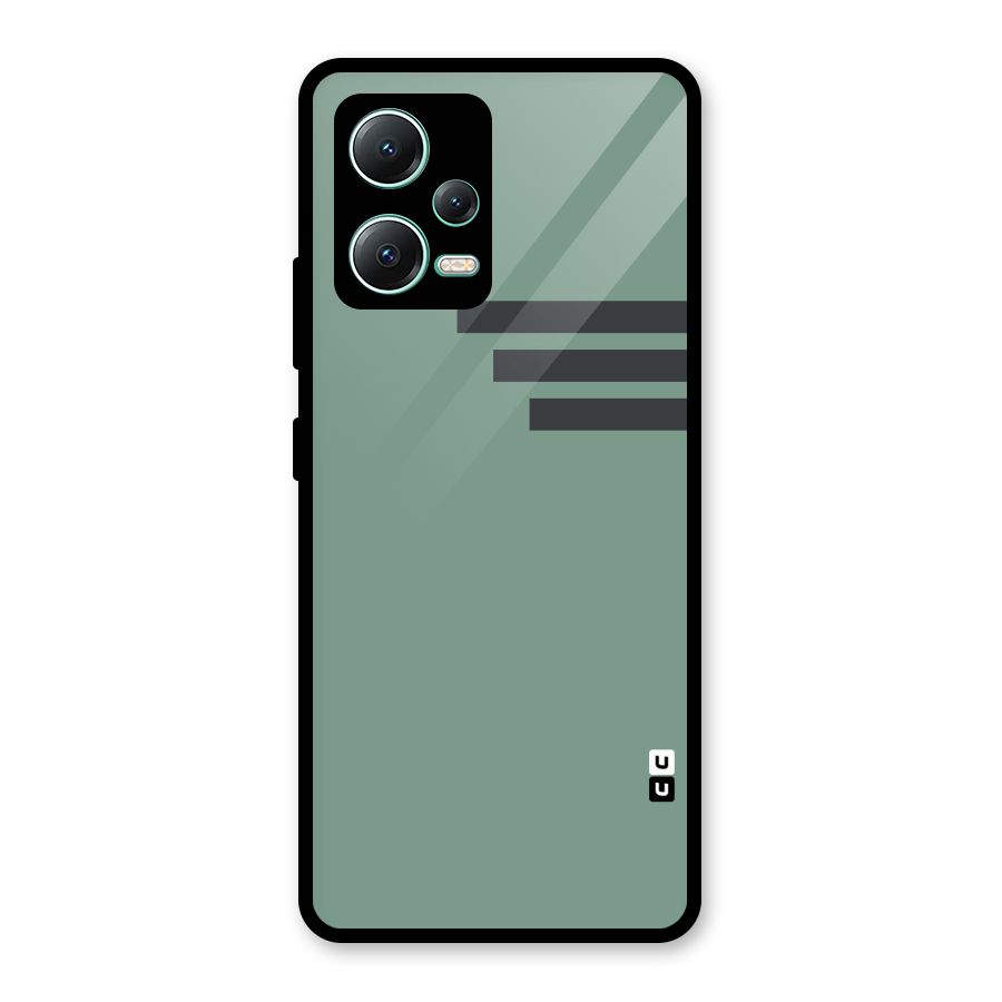 Solid Sports Stripe Glass Back Case for Redmi Note 12 5G