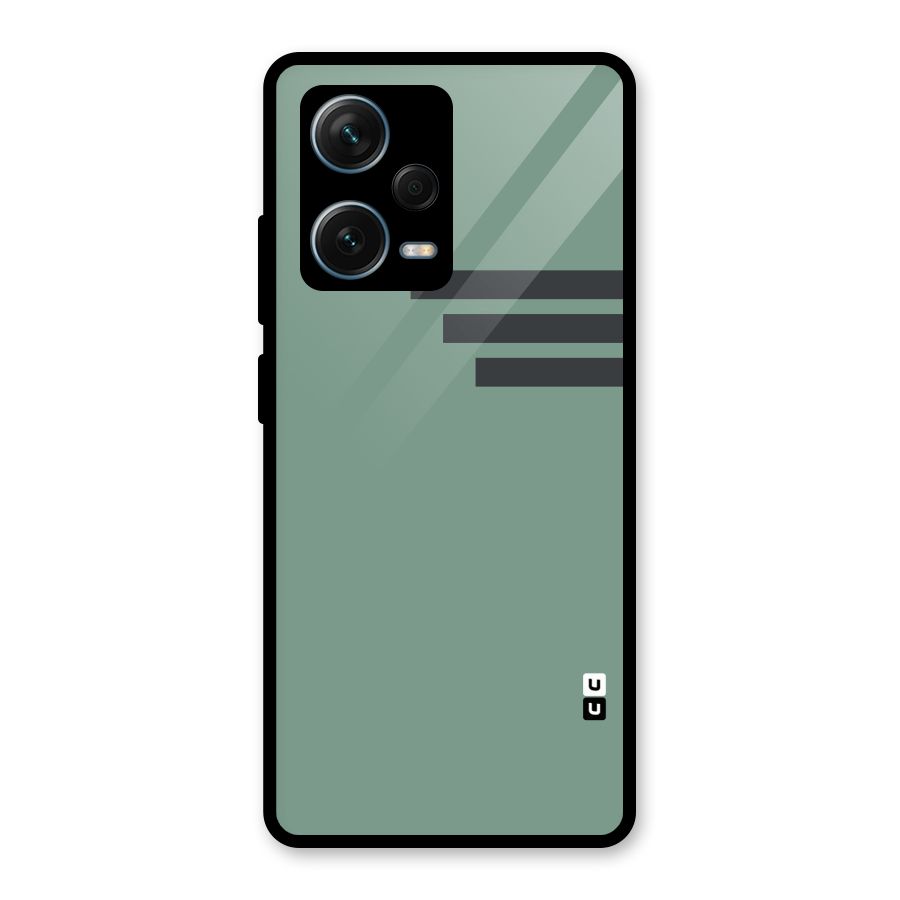 Solid Sports Stripe Glass Back Case for Redmi Note 12 Pro Plus 5G