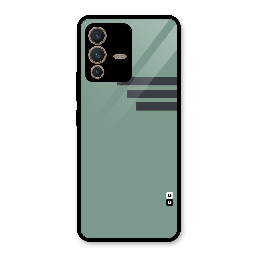 Solid Sports Stripe Glass Back Case for Vivo V23 5G