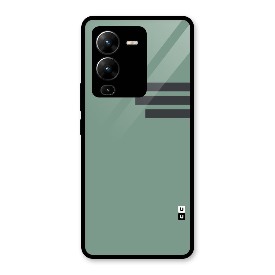 Solid Sports Stripe Glass Back Case for Vivo V25 Pro