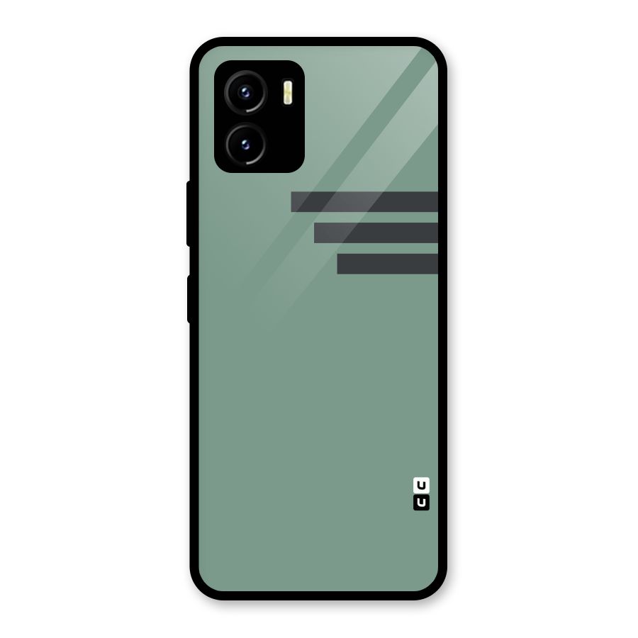 Solid Sports Stripe Glass Back Case for Vivo Y15s