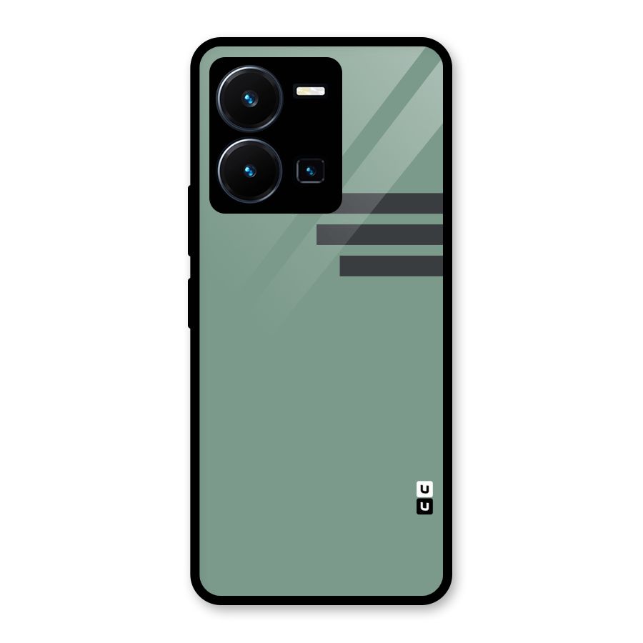 Solid Sports Stripe Glass Back Case for Vivo Y35
