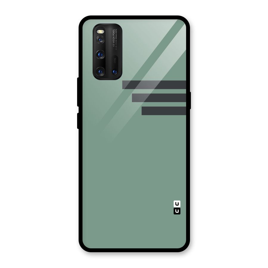 Solid Sports Stripe Glass Back Case for Vivo iQOO 3