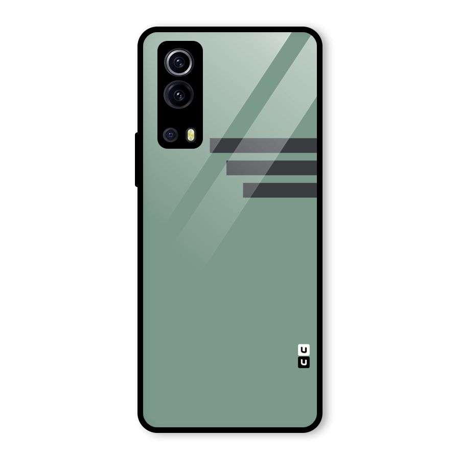 Solid Sports Stripe Glass Back Case for Vivo iQOO Z3