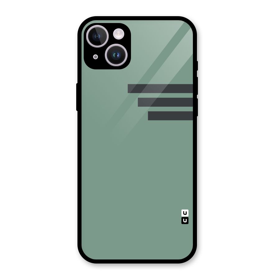 Solid Sports Stripe Glass Back Case for iPhone 14 Plus