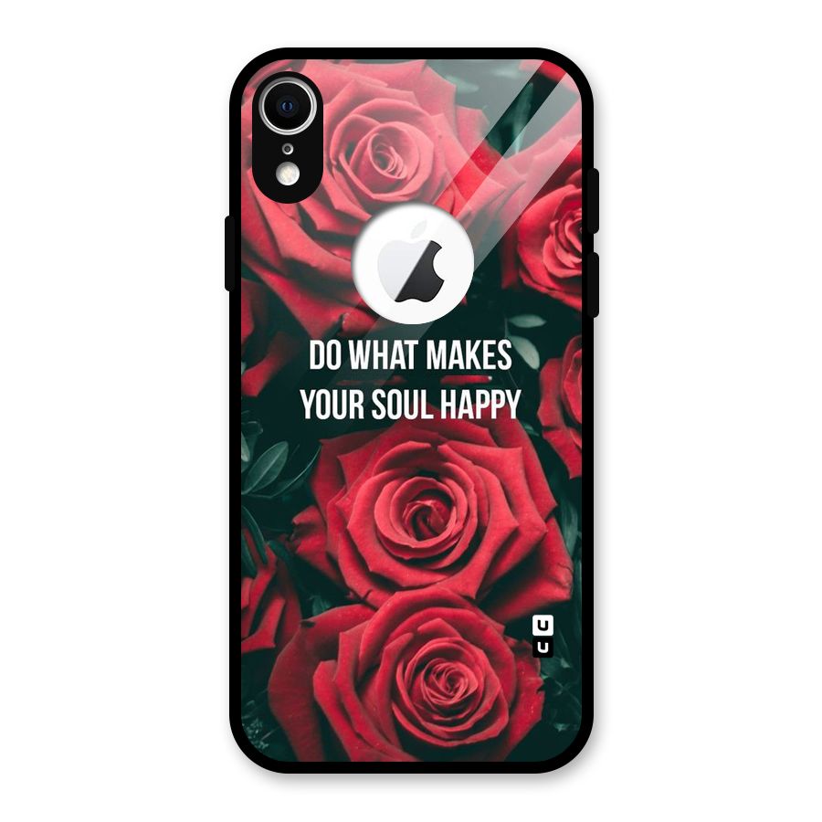 Soul Happy Glass Back Case for iPhone XR Logo Cut