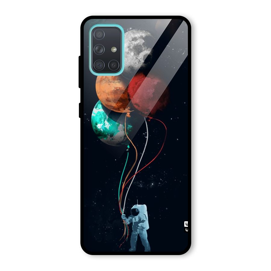 Space Balloons Glass Back Case for Galaxy A71