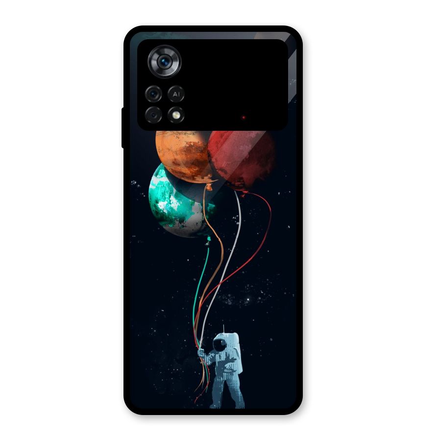 Space Balloons Glass Back Case for Poco X4 Pro 5G