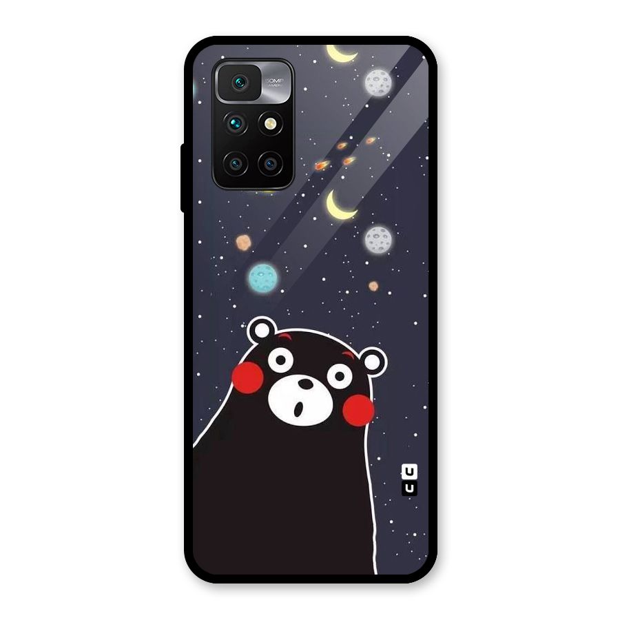 Space Bear Glass Back Case for Redmi 10 Prime