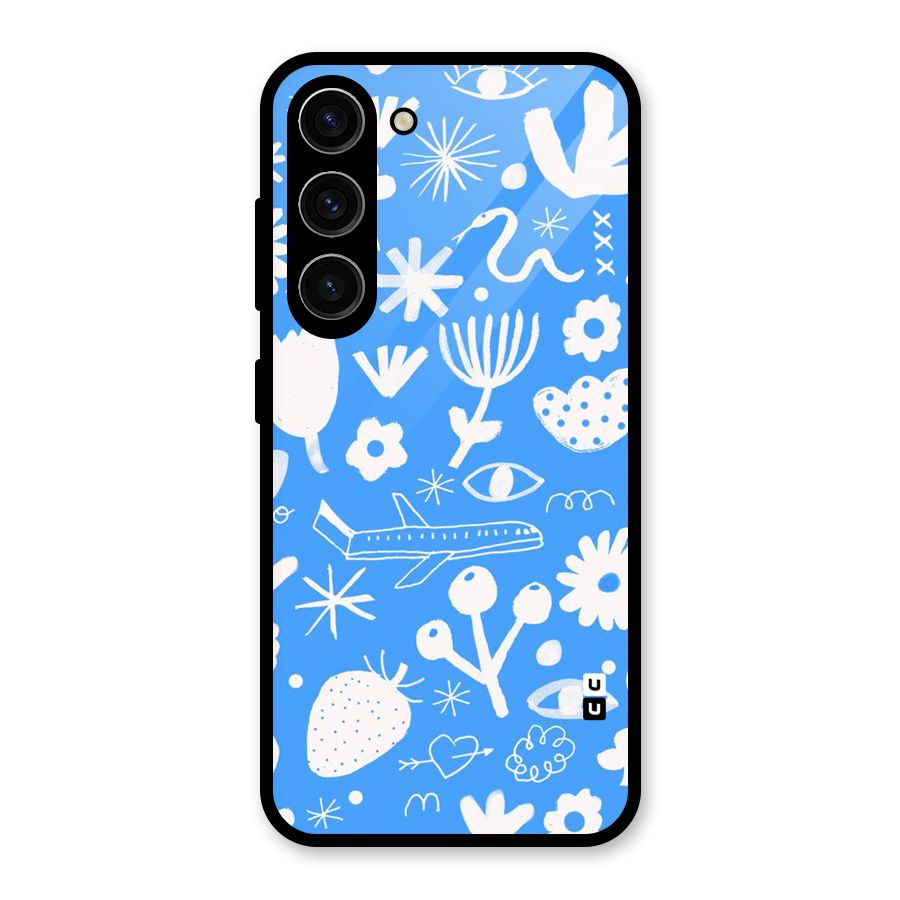 Space Blue Pattern Glass Back Case for Galaxy S23