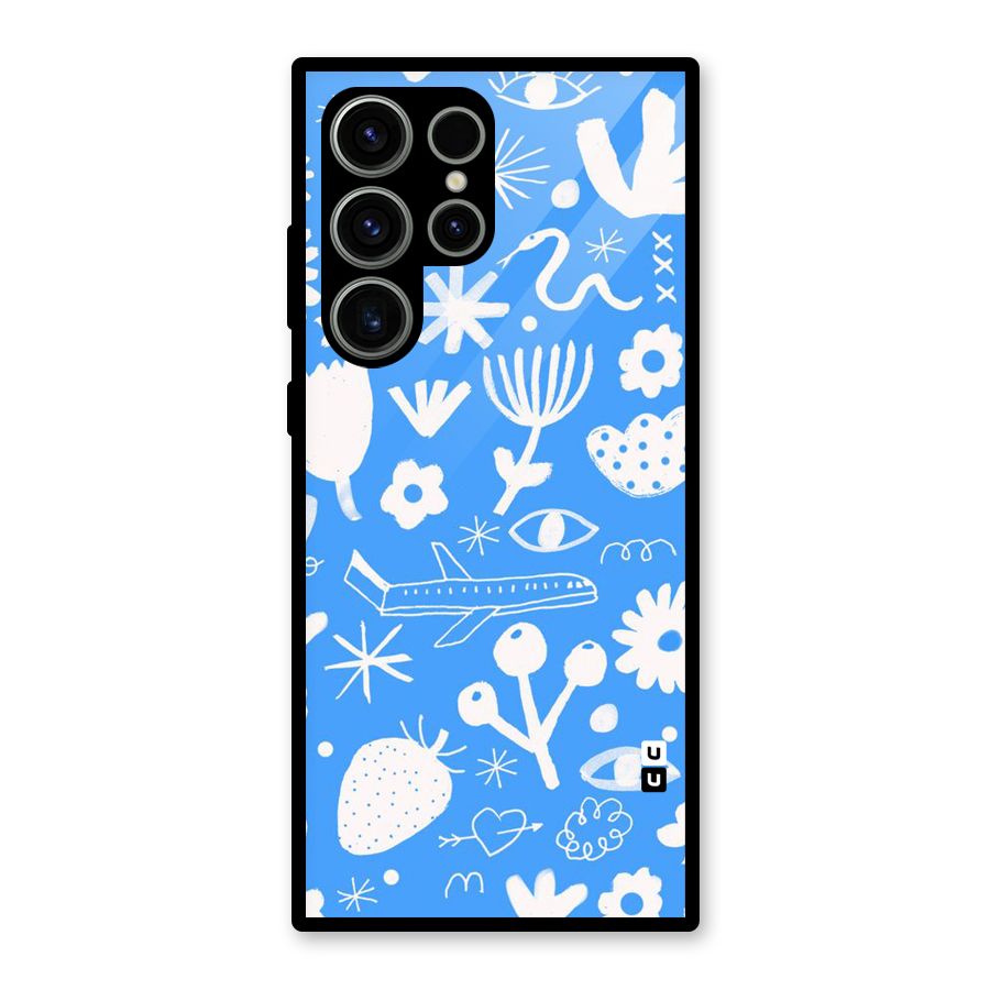 Space Blue Pattern Glass Back Case for Galaxy S23 Ultra