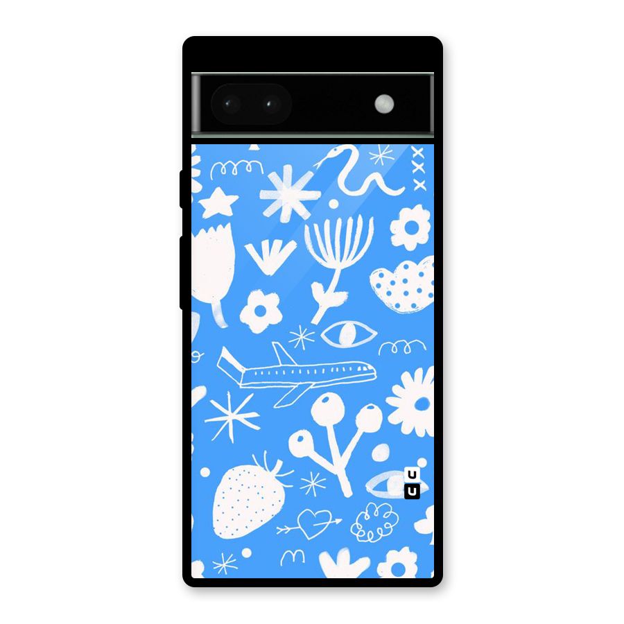 Space Blue Pattern Glass Back Case for Google Pixel 6a