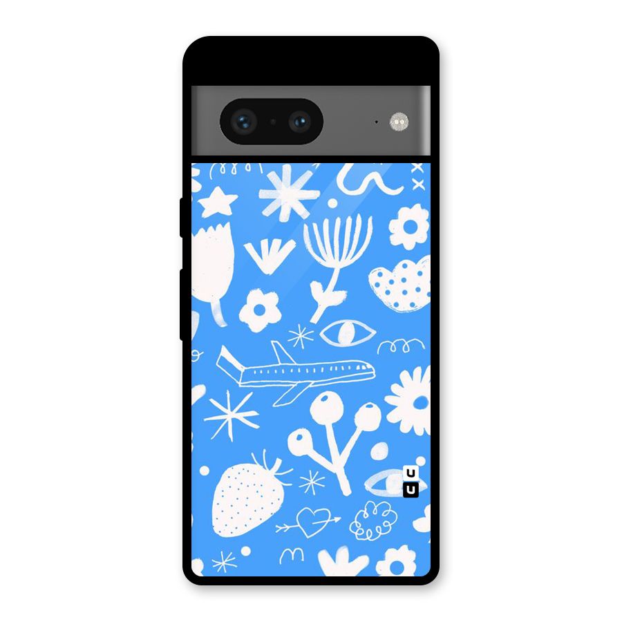 Space Blue Pattern Glass Back Case for Google Pixel 7