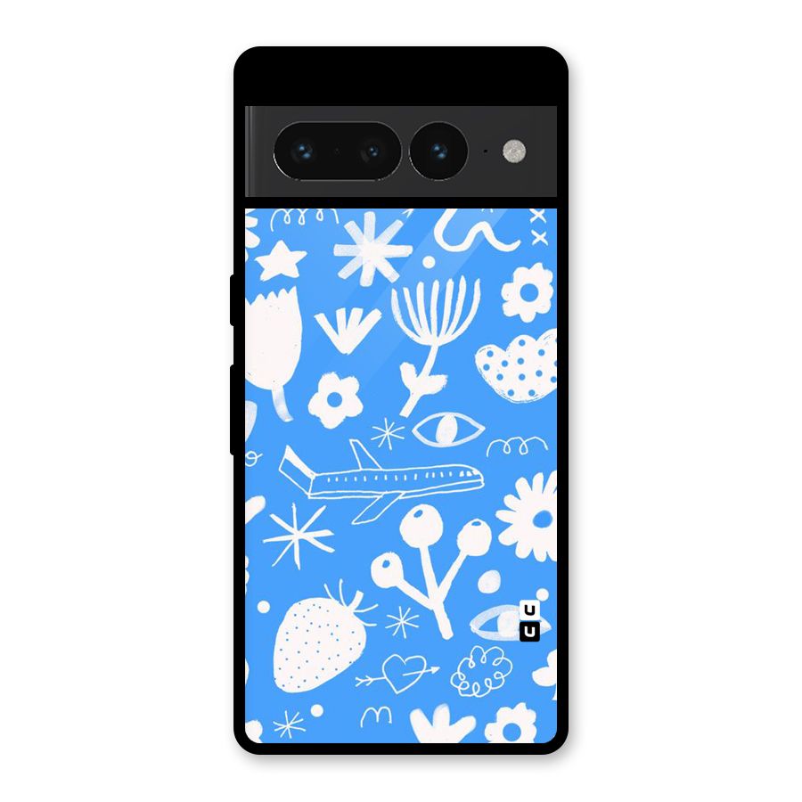 Space Blue Pattern Glass Back Case for Google Pixel 7 Pro