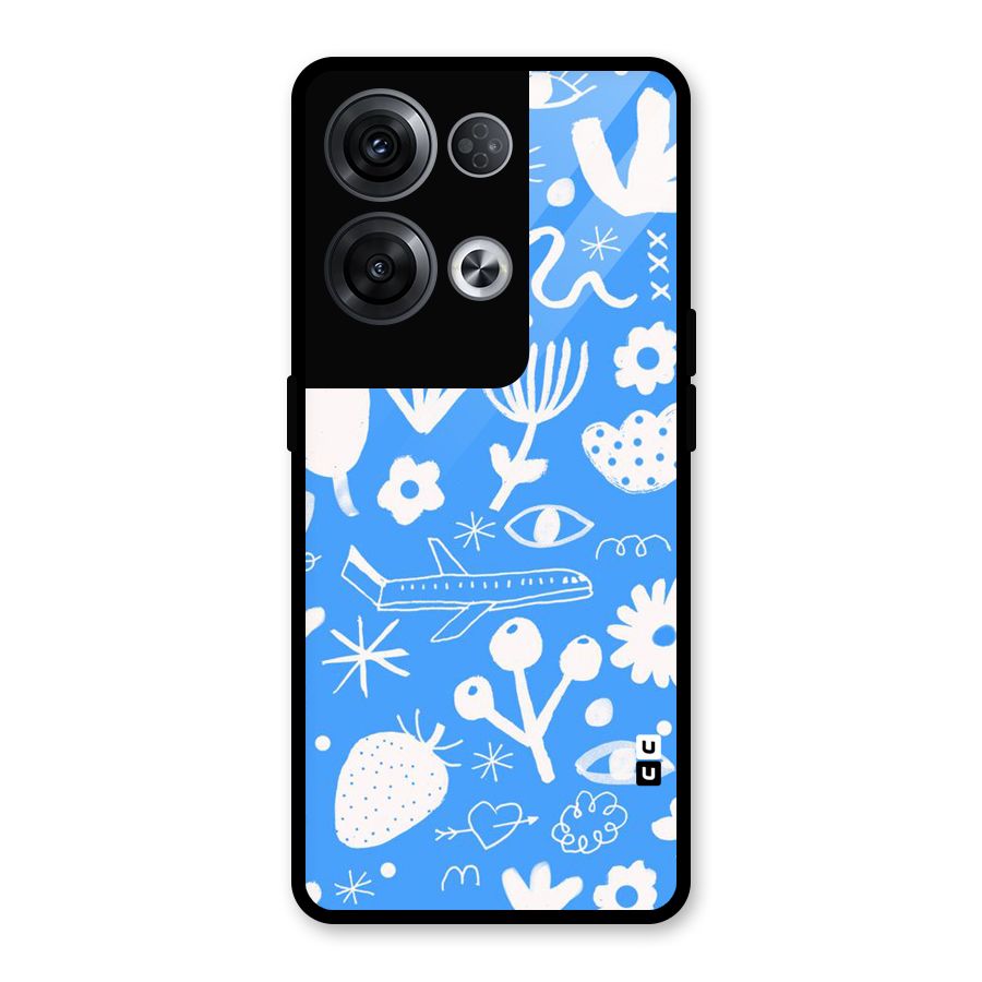 Space Blue Pattern Glass Back Case for Oppo Reno8 Pro 5G